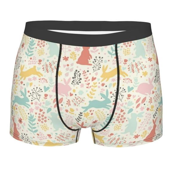 Naloa Fall Rabbit Print Mens Underwear - Boxers for Men, Classic Briefs for Men