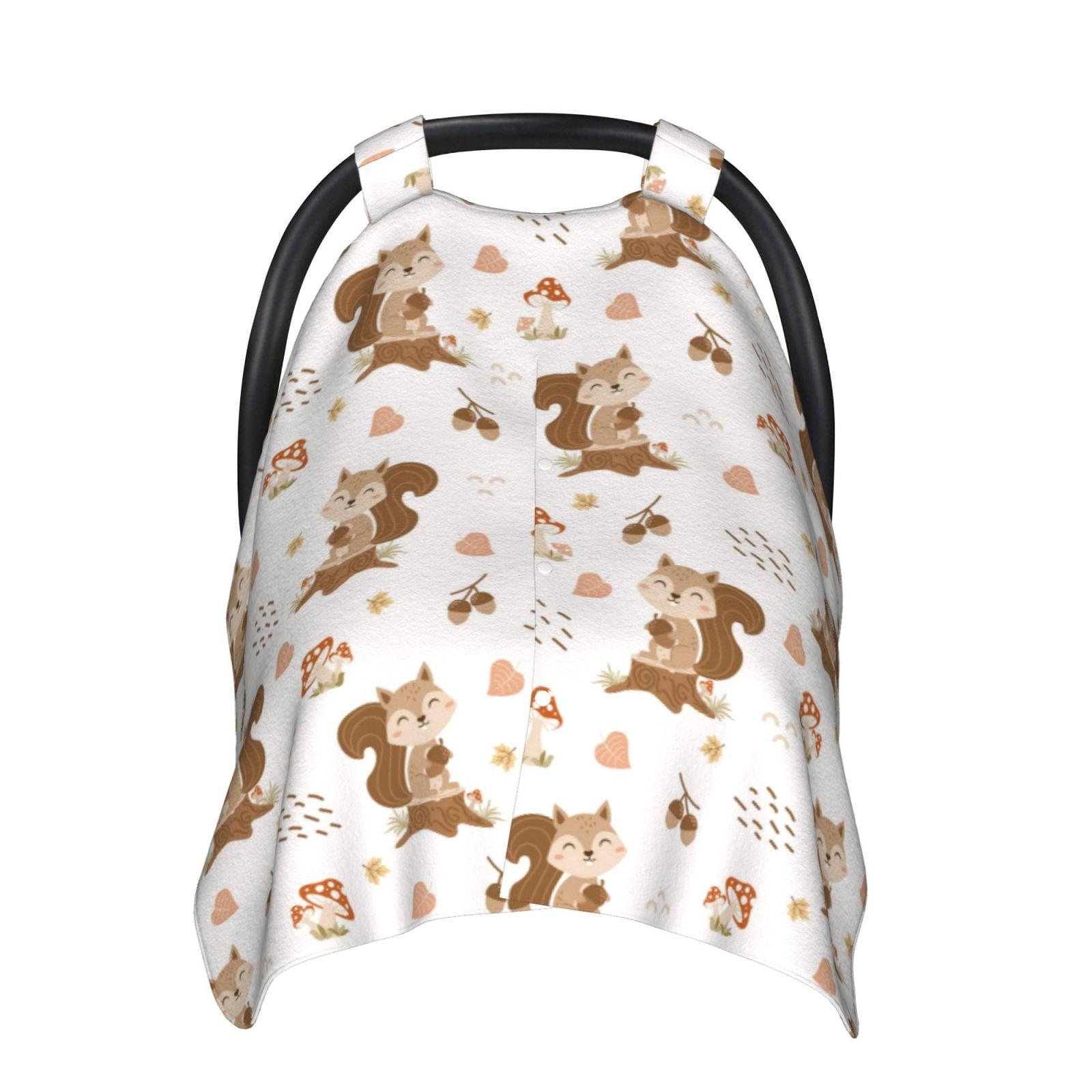 Naloa Fall Squirrel Baby Car Seat Cover, Breathable Baby Carrier Cover, Multiuse Baby Carrier Cover & Nursing Breastfeeding Cover