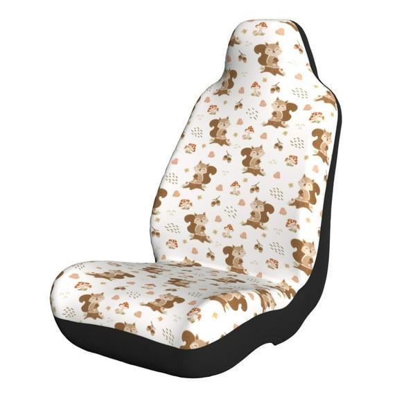 Naloa Fall Squirrel Car Seat Covers 2PCs Front Car Seat Covers Universal fit for Most Cars SUVs and Trucks - 1