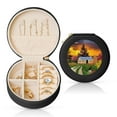 thumbnail image 1 of Naloa Fall Village Scenery Round Jewelry Box, Travel Jewelry Organizer, 3.9 x 3.9 x 2in Jewelry Storage Box for Women-Black, 1 of 1