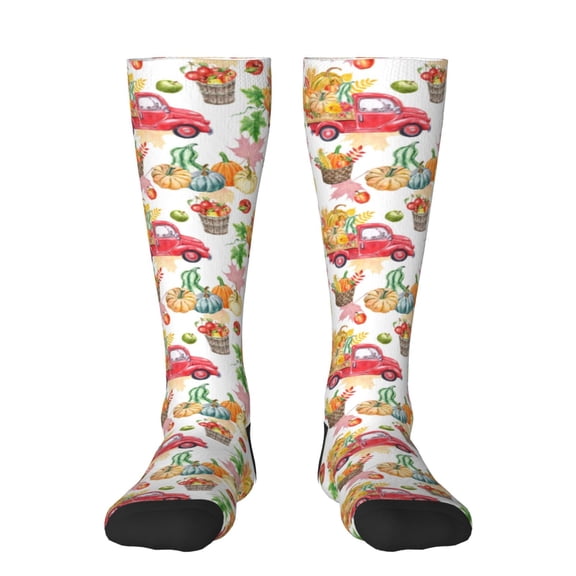 Naloa Fall harvest truck pumpkin Knee Socks, High Socks Long Stretchy Sock Women Knee High Stocking, Long Socks for Women