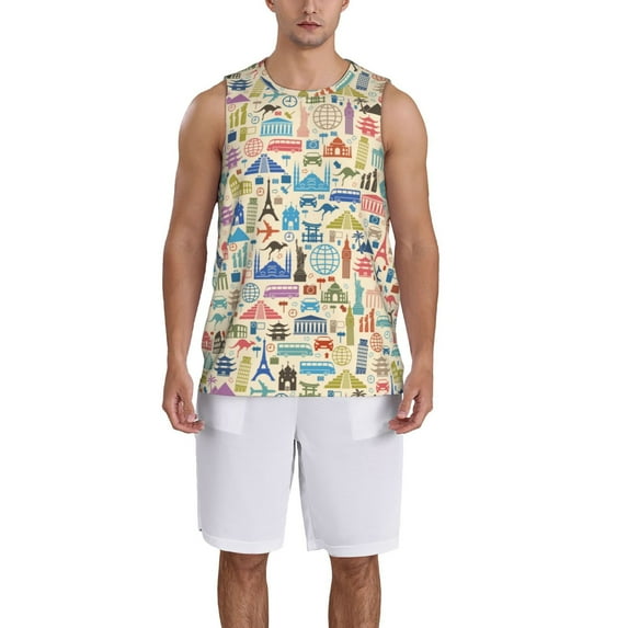 Naloa Famous Places Basketball Jersey Reversible Men's Mesh Athletic Sports Shirts Training Practice S-4XLX-Large