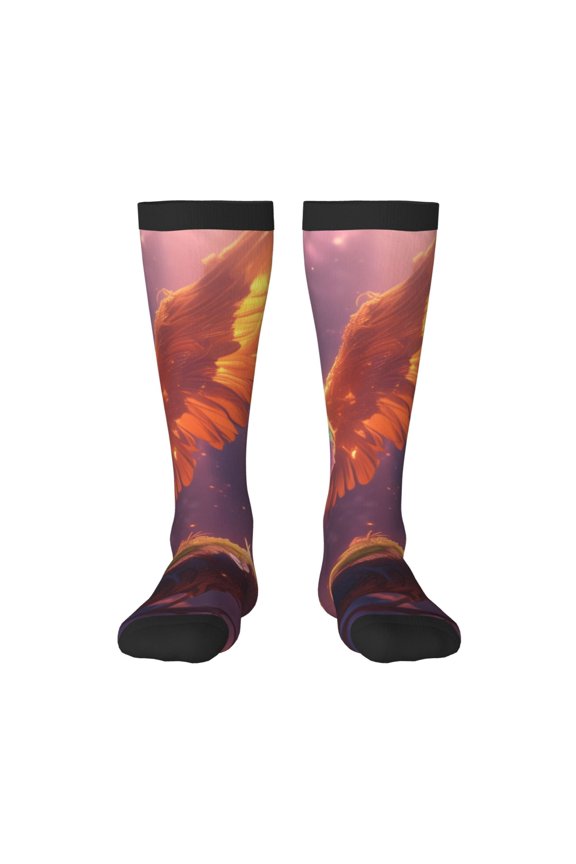 Fantasy Bird Illustration Knee Socks, High Socks Long Stretchy Sock Women Knee High Stocking, Long Socks for Women