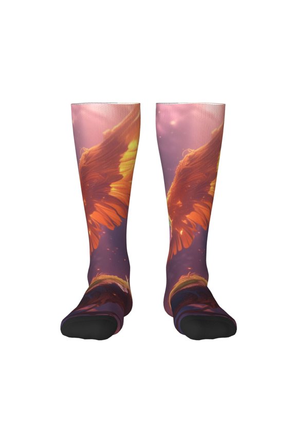 Fantasy Bird Illustration Knee Socks, High Socks Long Stretchy Sock Women Knee High Stocking, Long Socks for Women