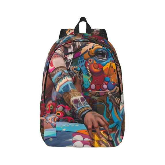 Naloa Fantasy Colorful Beast Canvas Backpack for Men Women Rucksack Casual Travel Daypack College Tote Satchel Bookbag for Teens-Small