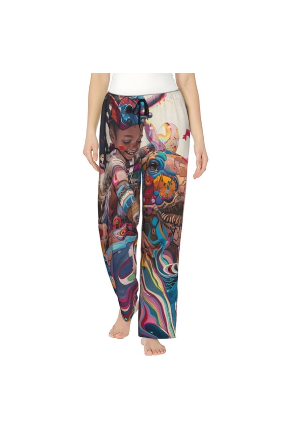Fantasy Colorful Beast Pajamas Pants for Women, Lounge for Women,Women’s Pajama Lounge Pants-X-Large