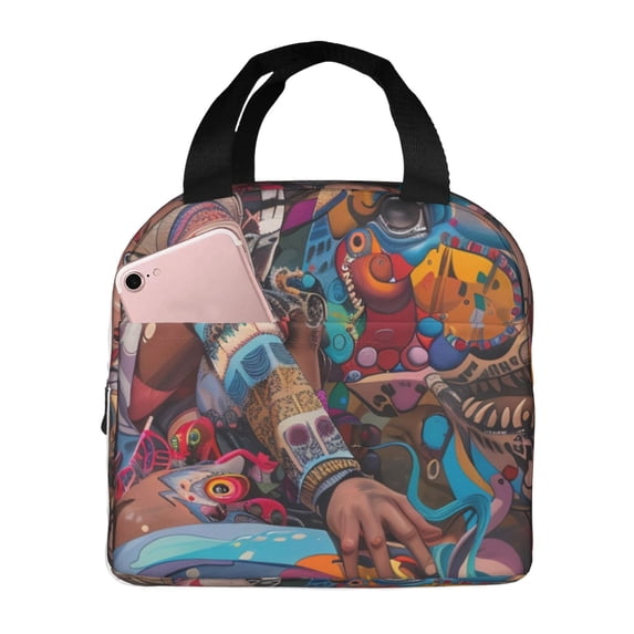 Naloa Fantasy Colorful Beast Print Lunch Box for Women Men,Insulated Lunch Bag,Lunchbox,Thermal Leakproof Cooler,Reusable Lunch Tote Bag for Work School Travel Picnic