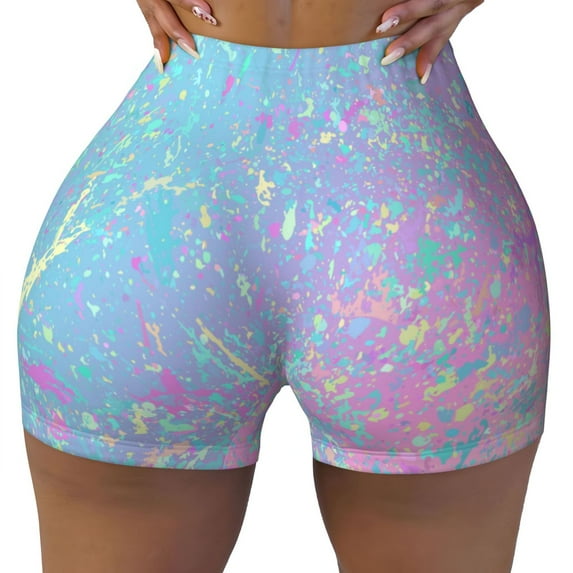Naloa Fantasy Gradient Biker Shorts for Women Seamless Scrunch Short Women’s Yoga Shorts for Gym Running Sport Shorts - Small