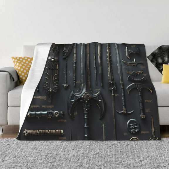 Naloa Fantasy Medieval Weaponry Flannel Fleece Throw Blanket for Bed Couch, Thick Blanket - All Seasons Suitable for Women, Men and Kids-40"x30"