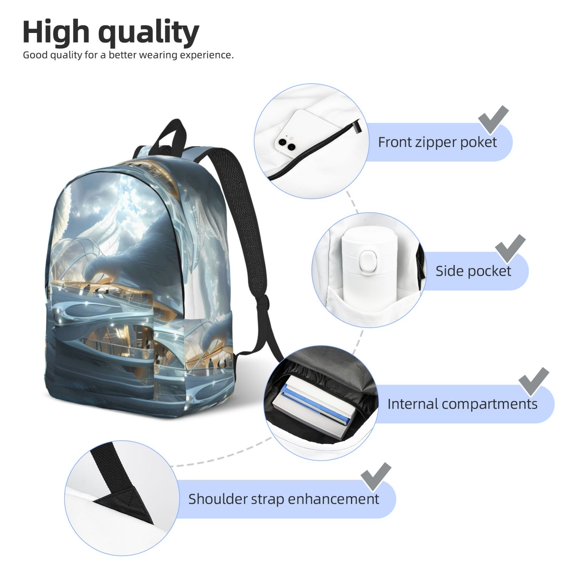 Naloa Fantasy Swan Yacht Design Print Durable Canvas College Rucksack,Laptop Excursion Backpack,Travel Notebook School Backpack,Bookbag For Men Women