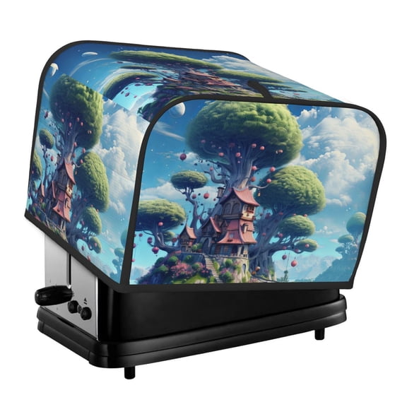 Naloa Fantasy Treehouse Planet Scene 4 Slice Toaster Dust Cover Bread Machine Oven Dustproof Cover Kitchen Bakeware Protector Dustproof(12.4 x 10.6 x 8.2)