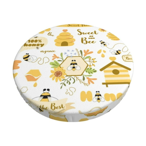 Naloa Farm Bee Cute Honey Round Bar Stool Cushion Cover 12-14 inch, Fits Kitchen, Office, Restaurant Chairs - 12 inch