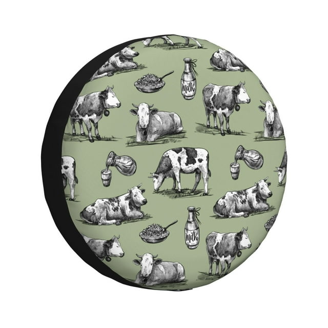 Naloa Farm Cows PVC Leather Spare Tire Wheel Cover for Car Truck SUV