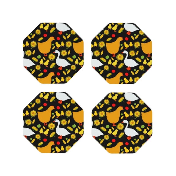 Naloa Farm Goose Leather Coasters for Drinks, Durable Drink Coasters 4 Set for Tabletop Protection, Luxurious Home Décor and Housewarming Gift ( {designName})Octagon