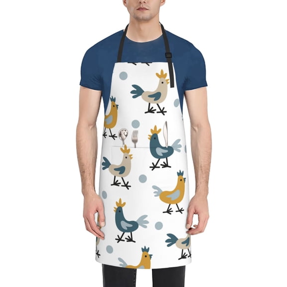 Naloa Farm Roosters Apron Kitchen Aprons with Pockets for Women Men Chef