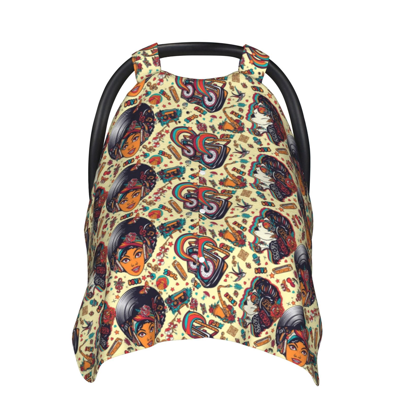 Naloa Fashion Hippie Girl Baby Car Seat Cover, Breathable Baby Carrier Cover, Multiuse Baby Carrier Cover & Nursing Breastfeeding Cover