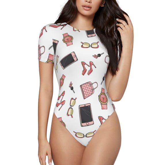 Naloa Fashion Women's Short-Sleeved Onesie, One-Piece Swimsuit for Parties, dates, clubs - X-Large