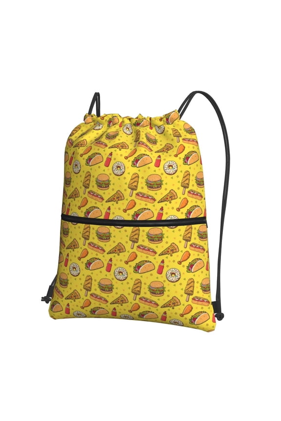 Fast Food 1 Drawstring Backpack String Bag Cinch Water Resistant for Gym Shopping Sport Yoga