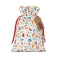 thumbnail image 1 of Naloa Fast Food 2 Drawstring Christmas Bags, 3D Xmas Gift Bags, Christmas Wrapping Bags, Xmas Goodie Bags, Treat Pouch Bags, Party Favor Bags-Small, 1 of 9