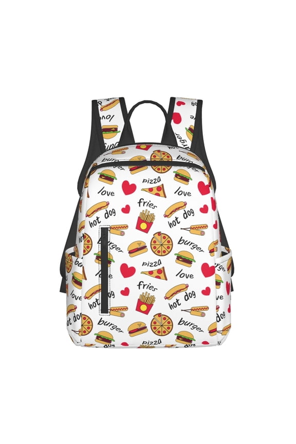 Fast Food Print Lightweight DayBackpack Suitable for school, work, shopping, travel, etc.