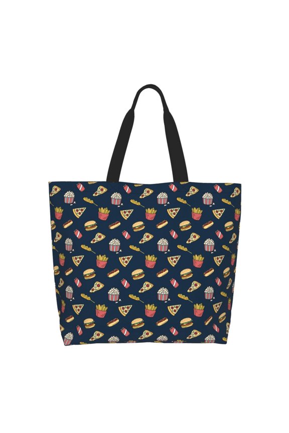 Fast Food Tote Bag for Women Large Capacity Shoulder Bag for College Work Travel Shopping