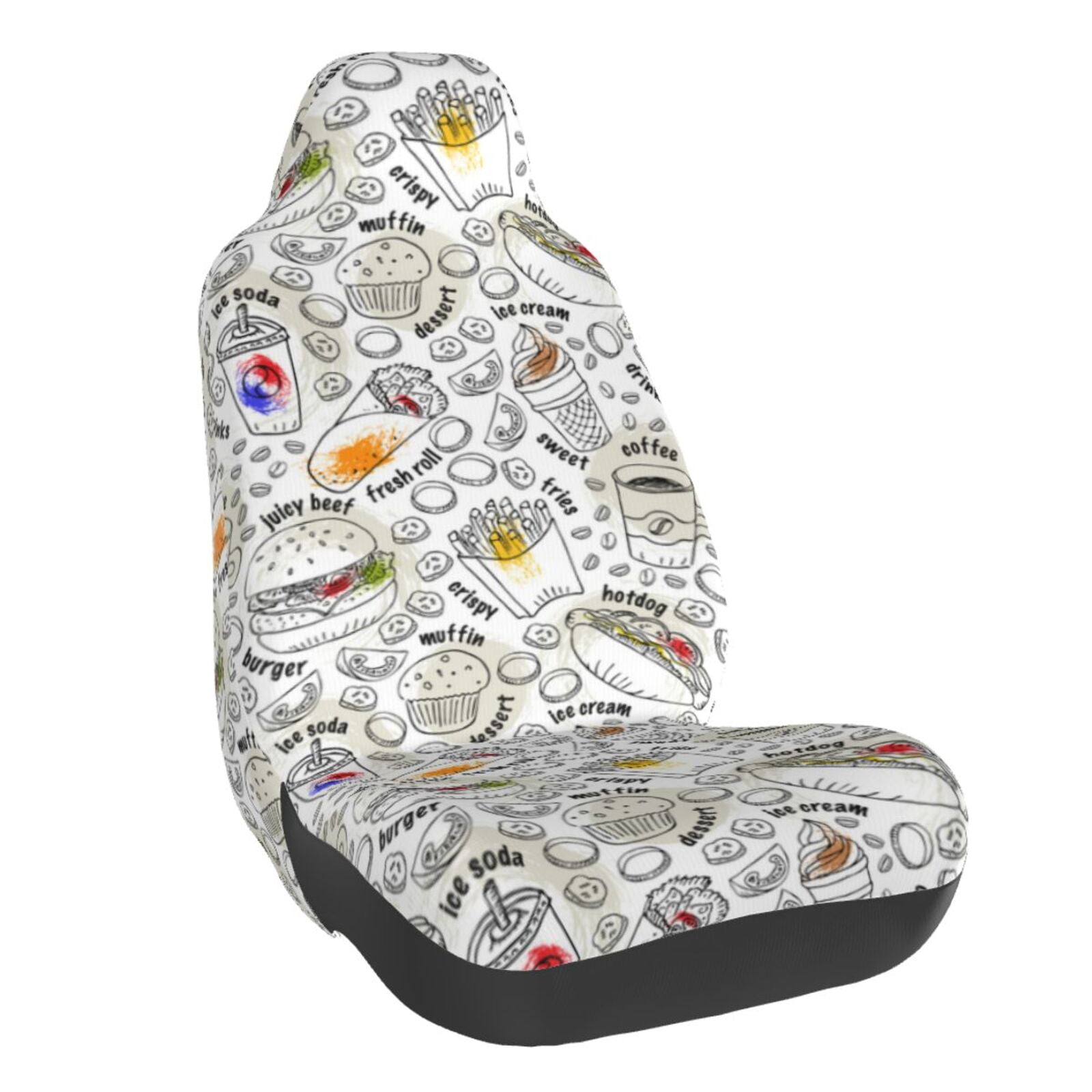 Naloa Fastfood 2 Car Seat Covers Universal Front Seat Coves for Car Accessories ,Padded Car Covers for Automotive, SUV, Truck, and Van