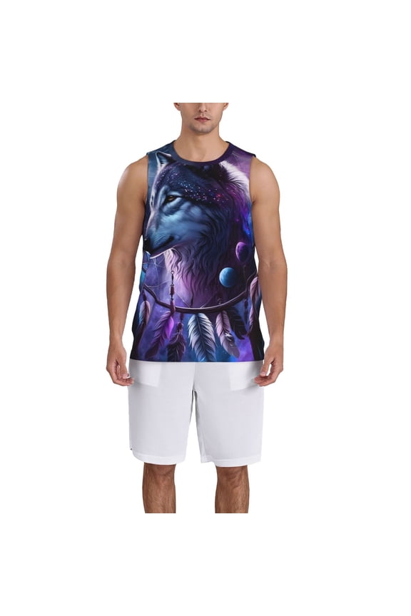 Feathered Wolf Basketball Jersey Reversible Men's Mesh Athletic Sports Shirts Training Practice S-4XLMedium