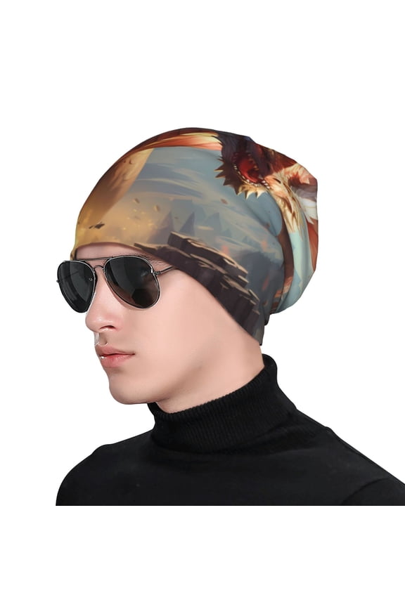 Ferocious Dragon Fury Soft Beanie Hat, Knit Beanie Daily Beanie in Fine Knit for Women Men Winter Travel, Outdoor