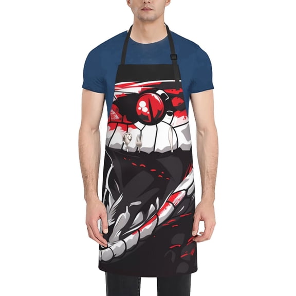 Naloa Fierce Red Viper Graphic Art Apron Kitchen Aprons with Pockets for Women Men Chef