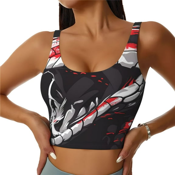Naloa Fierce Red Viper Graphic Art Sports Bras for Women,Sports Bras for Women High Support with Removable Pads-XX-Large