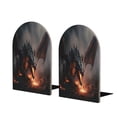 thumbnail image 1 of Naloa Fiery Black Dragon Attack 2 Pcs Bookend Large Capacity Office Book Ends for Home Office Library School Study Decoration, 1 of 8
