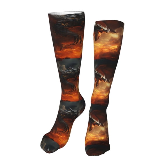 Naloa Fiery Dragon Of Chaos High Stockings Women Thigh High Stockings Over Knee Long Stockings-One Size