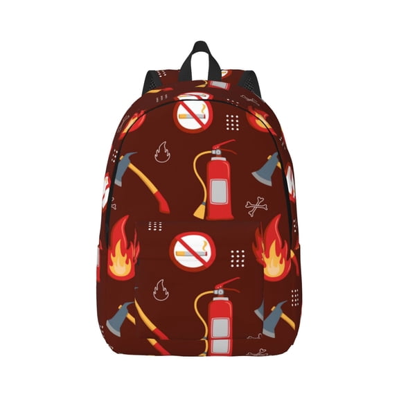 Naloa Fire Extinguisher Canvas Backpack for Men Women Rucksack Casual Travel Daypack College Tote Satchel Bookbag for Teens-Small