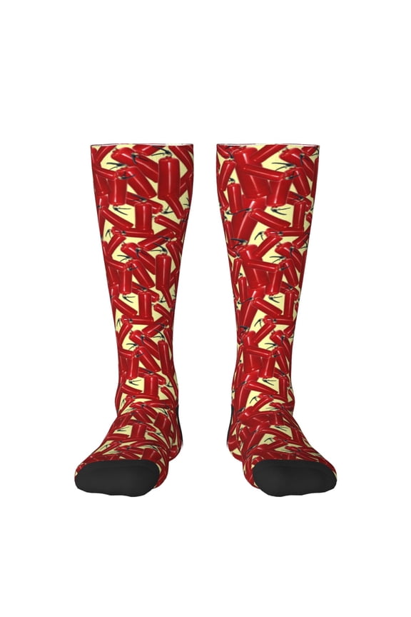 Fire Extinguisher Thigh High Socks Extra Long Stretchy Sock Women Over Knee High Opaque Stocking Daily Wear