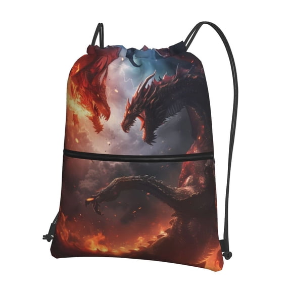 Naloa Fire Sky Dragon Drawstring Backpack String Bag Cinch Water Resistant for Gym Shopping Sport Yoga