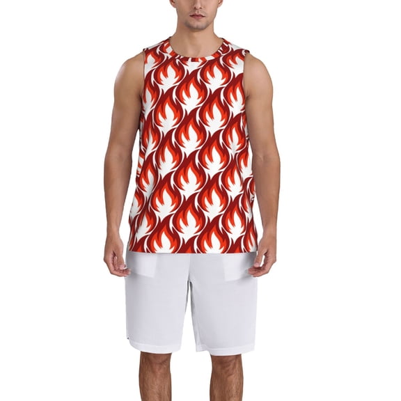 Naloa Fire Symbols Basketball Jersey Reversible Men's Mesh Athletic Sports Shirts Training Practice S-4XLMedium