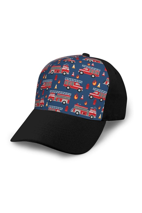Fire Truck 1 Adult adjustable Print Baseball Hat, Patchwork curved brim baseball capfor Men and Women, One Size