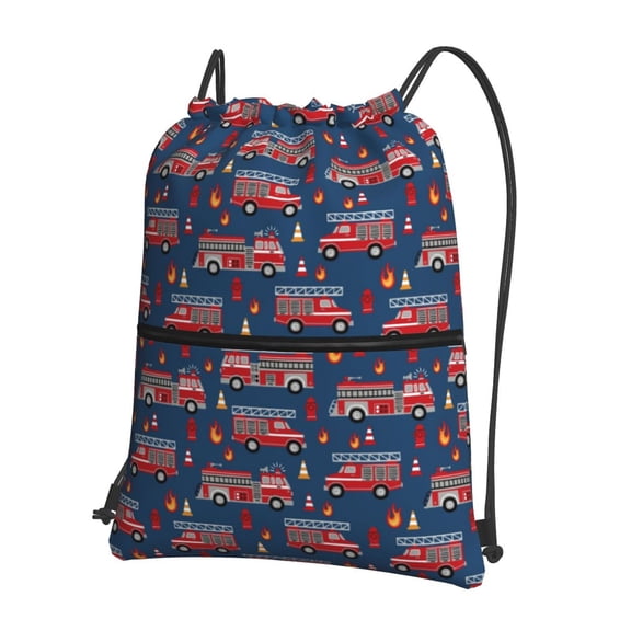 Naloa Fire Truck 1 Drawstring Backpack String Bag Cinch Water Resistant for Gym Shopping Sport Yoga