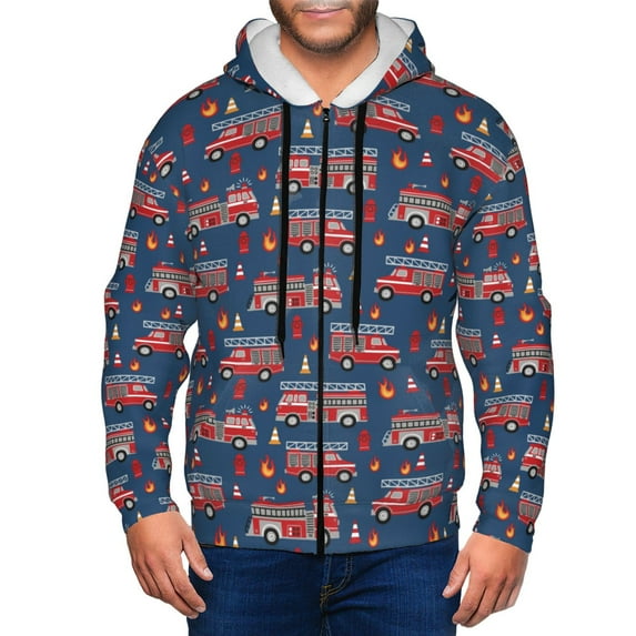 Naloa Fire Truck 1 Men’s Hoodies, Zip up Hoodie, Sweatshirts,Hoodies for Men Sizes S-3XL-3X-Large