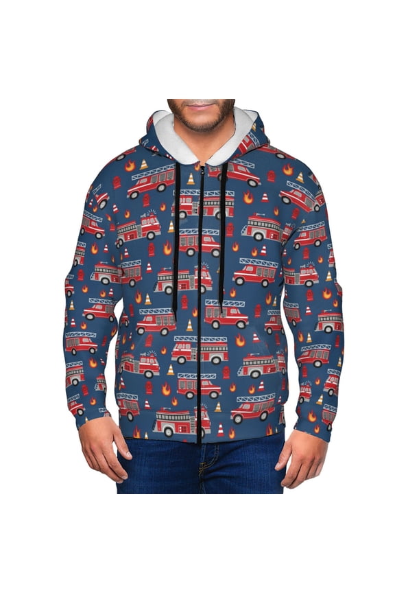 Fire Truck 1 Men’s Hoodies, Zip up Hoodie, Sweatshirts,Hoodies for Men Sizes S-3XL-Small