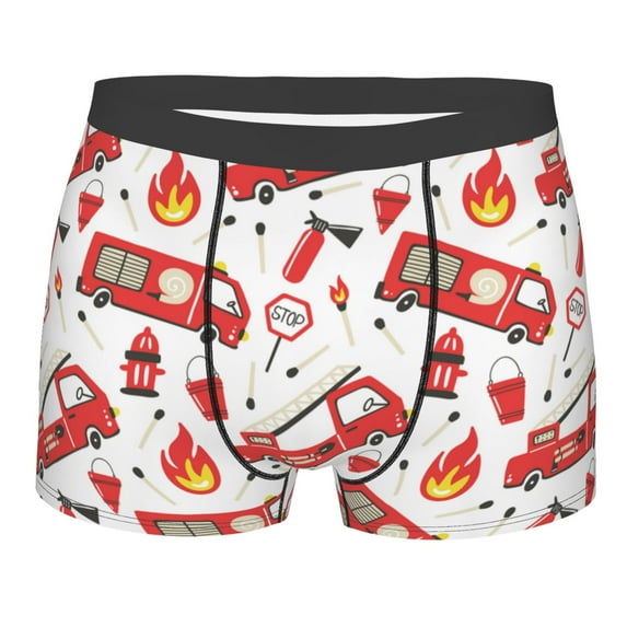 Naloa Fire Truck Print Mens Underwear - Boxers for Men, Classic Briefs for Men