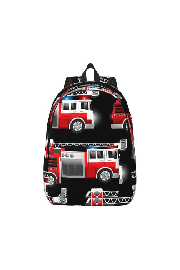 Fire and Rescue Truck Canvas Backpack for Men Women Rucksack Casual Travel Daypack College Tote Satchel Bookbag for Teens-Medium