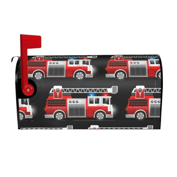 Naloa Fire and Rescue Truck Mailbox Covers Magnetic Post Box Cover Post Letter Box Cover Garden Decor-21x18 in