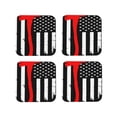 thumbnail image 1 of Naloa Firefighters USA Flag Coasters for Set of 4 - PU Leather Coasters, Coasters for Table Cup Tea Coffee Beer, Decorative for Kitchen Homedecor (Round), 1 of 6