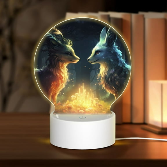 Naloa Firefly Forest Fox Acrylic LED Night Light Custom LED Lights Personalized Nightlight Customized Gifts for Family Couples Friends