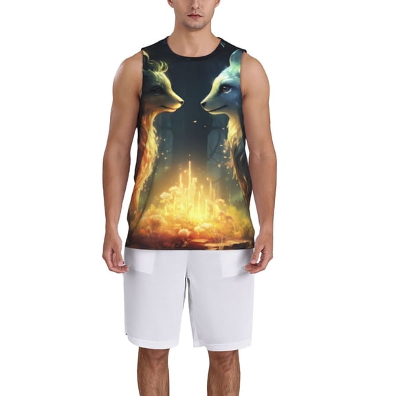 Naloa Firefly Forest Fox Basketball Jersey Reversible Men's Mesh Athletic Sports Shirts Training Practice S-4XL3X-Large