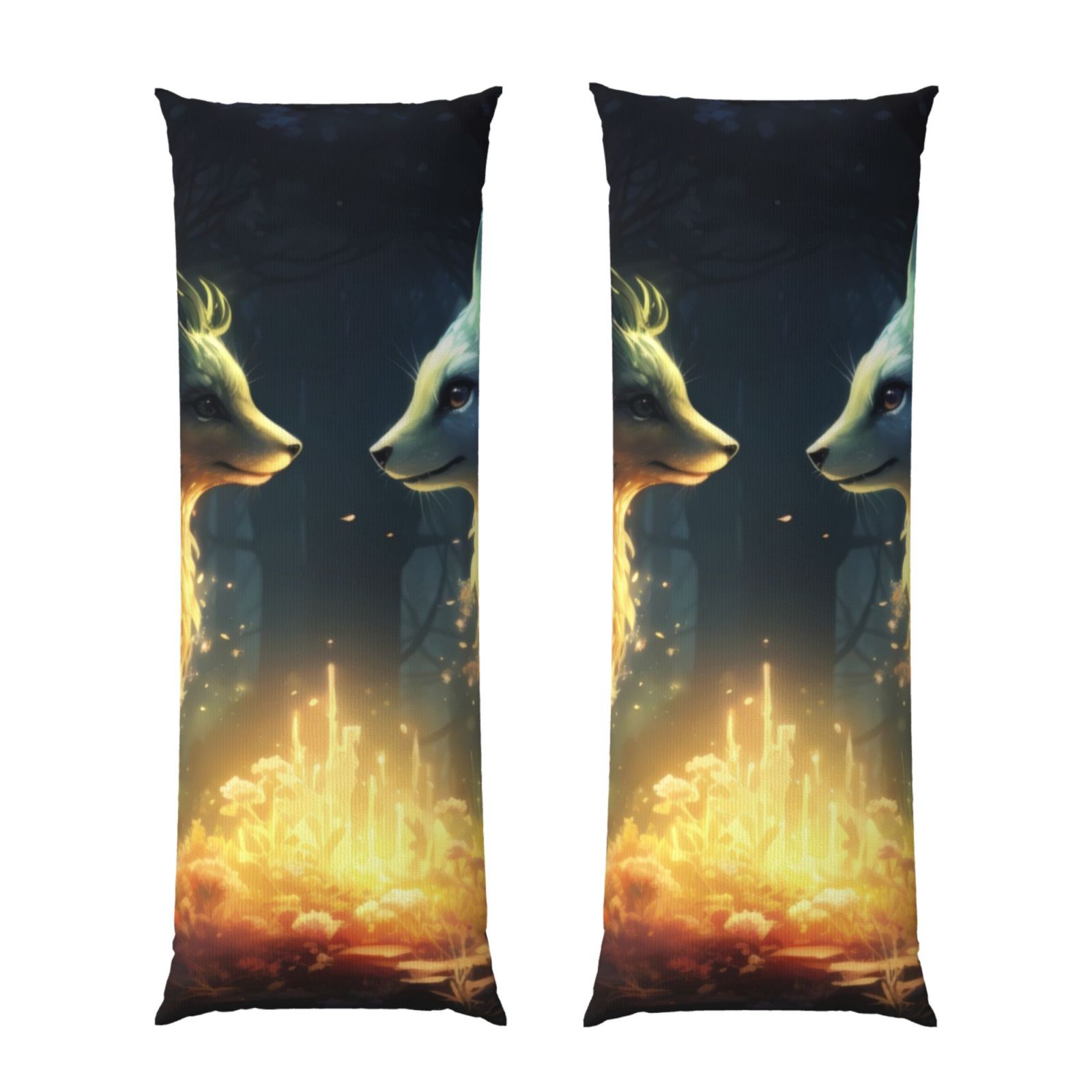 Naloa Firefly Forest Fox Super Soft 20x60 Body Pillow Case,Long Side Hidden Zipper（PILLOWS ARE NOT INCLUDED）