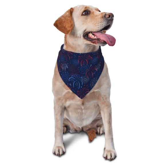 Naloa Firework Dog Bandanas 1PC Washable Triangle Dog Scarfs Premium Durable Fabric, for Small Medium Large Dogs and Cats
