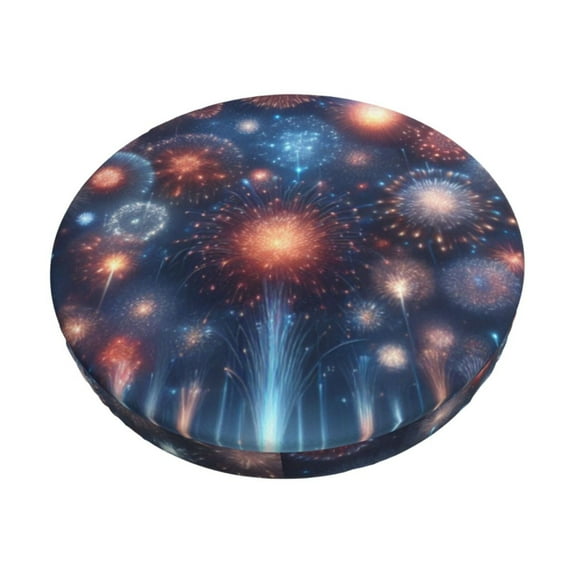 Naloa Fireworks1 Round Bar Stool Cushion Cover 12-14 inch, Fits Kitchen, Office, Restaurant Chairs - {sizeName}14 inch