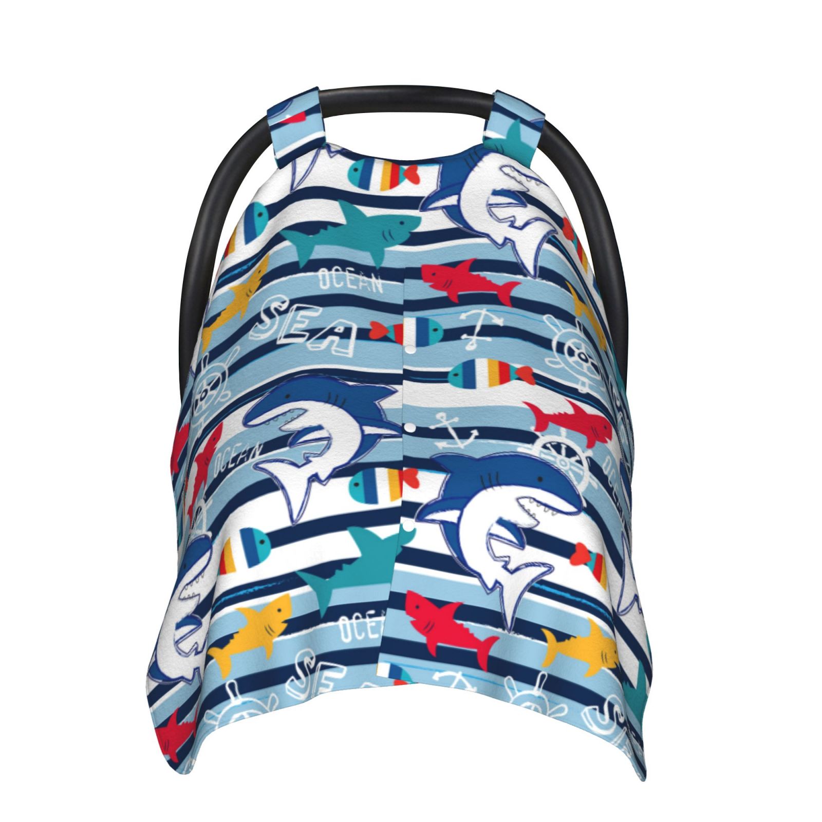 Naloa Fish And Shark Baby Car Seat Cover, Breathable Baby Carrier Cover, Multiuse Baby Carrier Cover & Nursing Breastfeeding Cover
